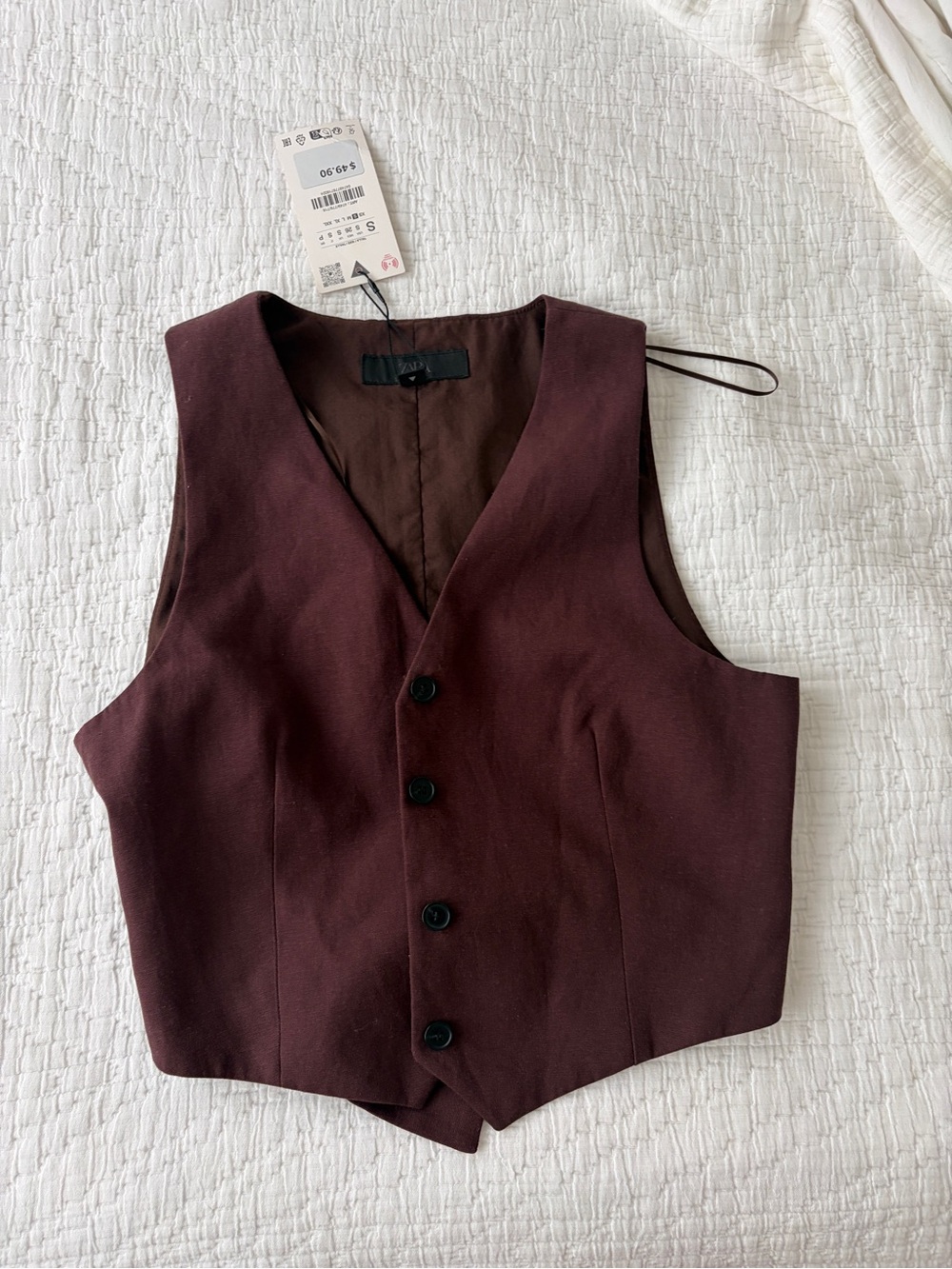 Zara Women's Burgundy Button Front Vest